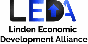 LED sign with blue arrow design.
